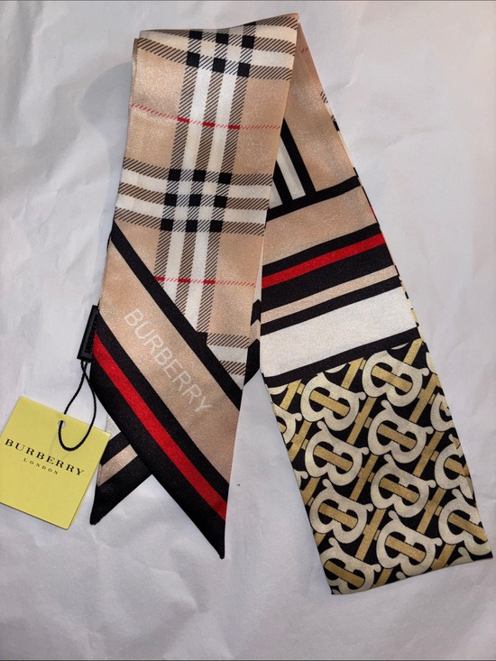 The boutique Shop Accessories - Brand New !! 100 % silk  Beige, Black & Red Monogram and Check Silk Twilly